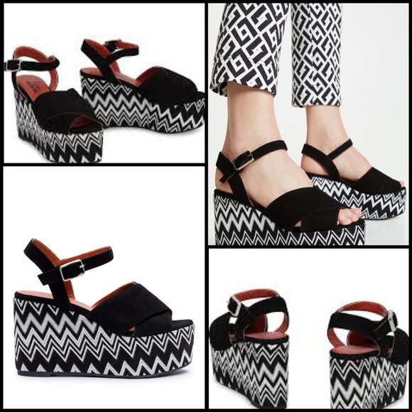 Castaner X Missoni Leather Jute Chevron Designer Platform Ankle Strap Sandals 39 - Picture 1 of 10